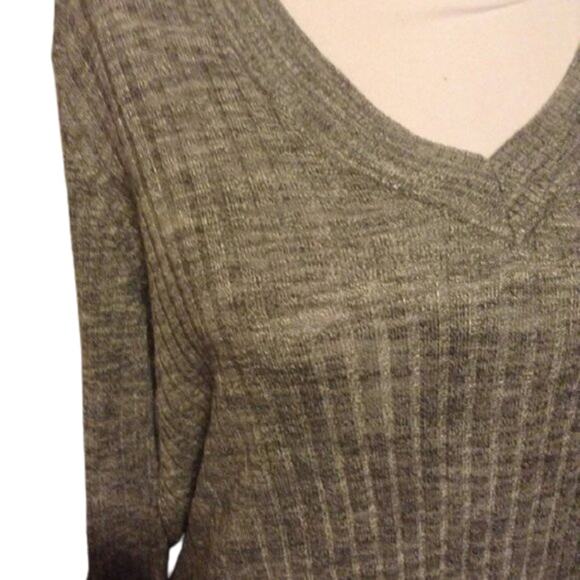 AVA & VIV Gray Marled Lightweight Ribbed Fall Sweater Plus 14W X 1X NEW - Picture 3 of 5